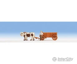 Noch HO 16704 Ox Cart - Box Wagon W/2 Oxen & 1 Standing Figure